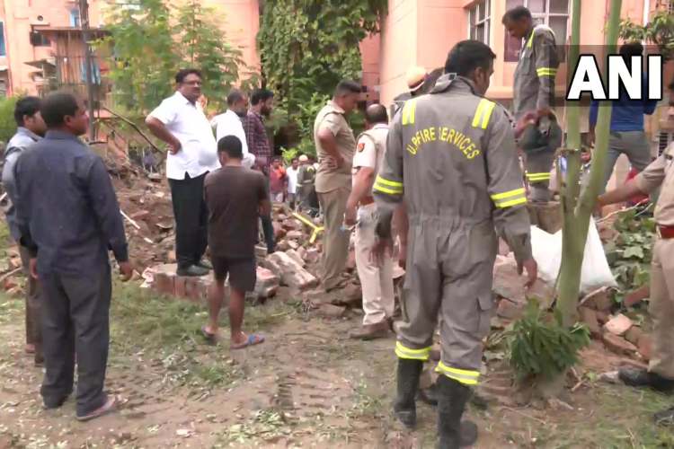 Rescue operations underway at the wall collapse site