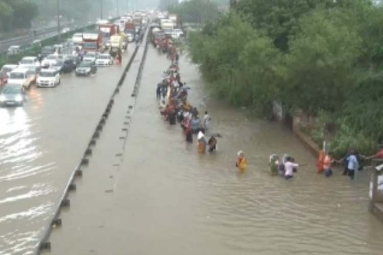 Gurugram witnessed massive traffic jams due to incessant rains on Thursday