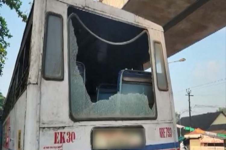 Protestors resorted to stone-pelting damaging vehicles