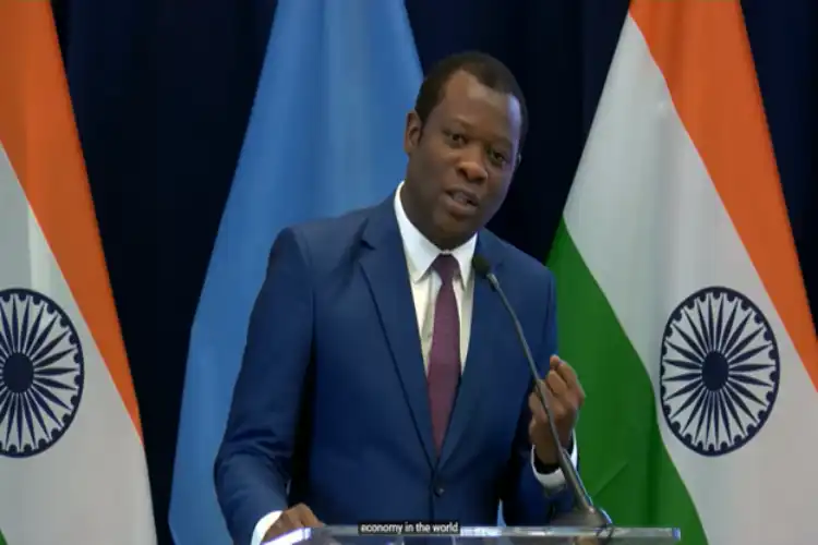 Forweign Minister of Guyana Hugh Todd speaking at a function on the sidelines of the UNGA session in New York (Twitter)