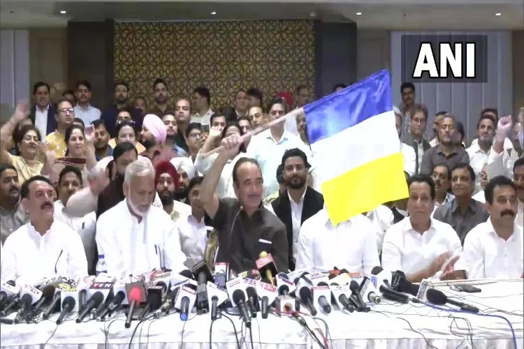 Ghulam Nabi Azad fluttering the flag of his party