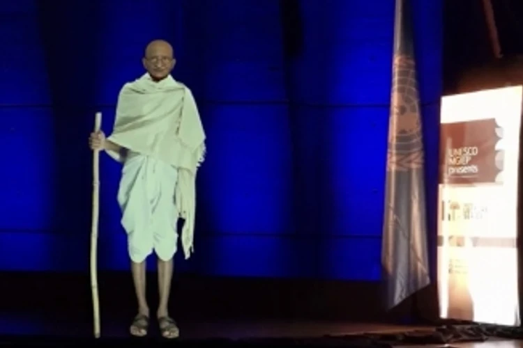 Mahatma Gandhi's lookalike avatar at the UN