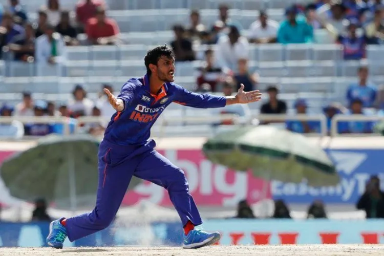 Shahbaz Ahmed in action in the match against South Africa