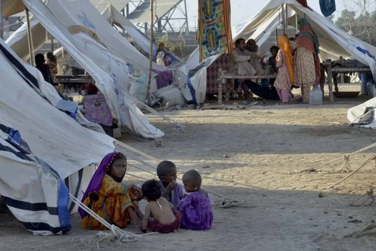 Relief camp for flood victims in Pakistan