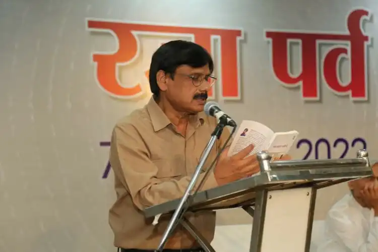 Prof Khalid Javed speaking at a function