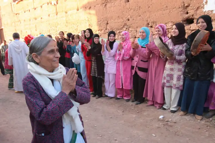 Elab Bhatt with women in Morroco