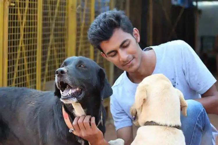Haris Ali with inmates of his dog shelter