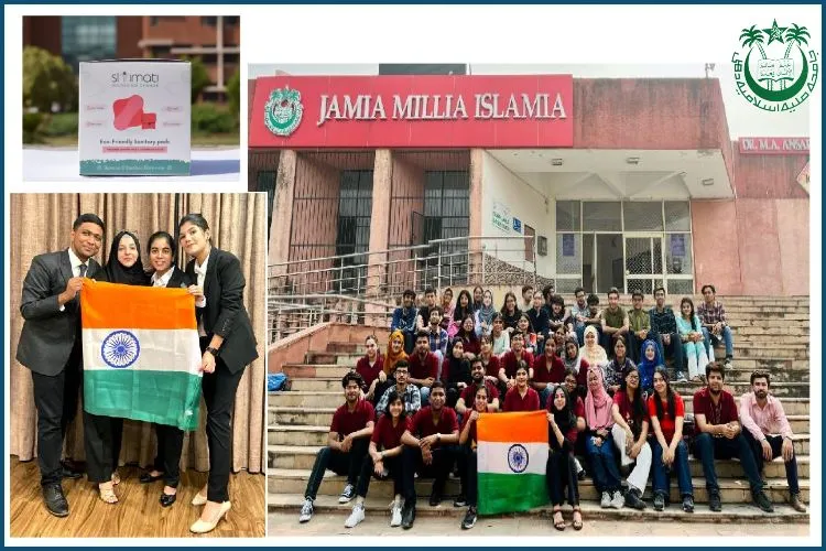 Jamia Millia Islamia students celebrating their achievement