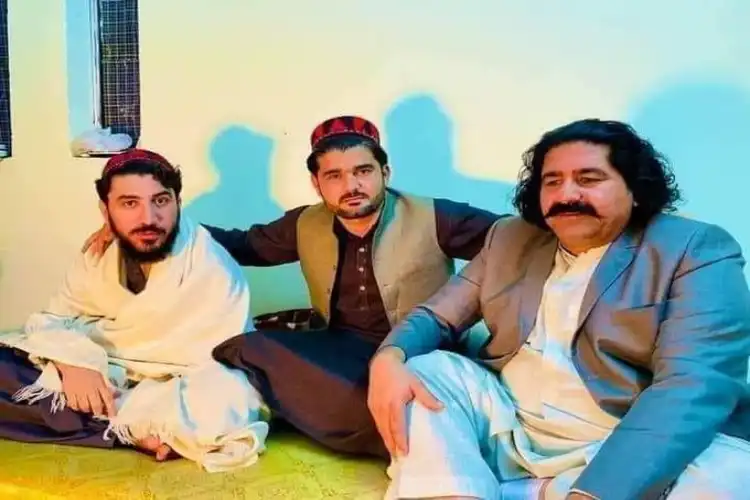 Member of National Assembly Ali Wazir, who has been jailed for campaigning fir rights of Pushtun sitting on extreme right