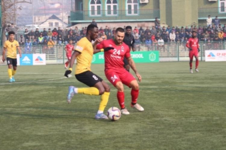 Action from the Real Kashmir-Churchill Brothers match in the I-League