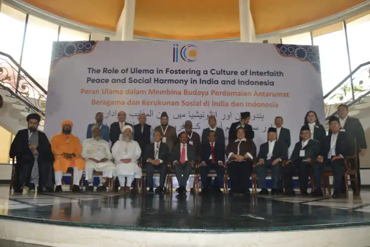 National Security Advisor Indonesian Minister Mohammad Mahfud and Ulema of India and Indonesia attending the interfaith conference