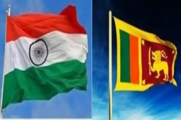 The flags of India and Sri Lanka