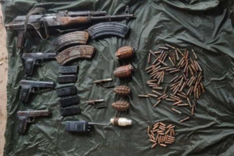 The cache of arms and ammunition recovered in Baramullah