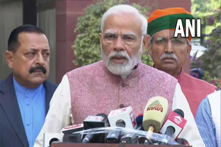 PM Narendra Modi adressing mediapersons before the start of the Winter Session of Parliament