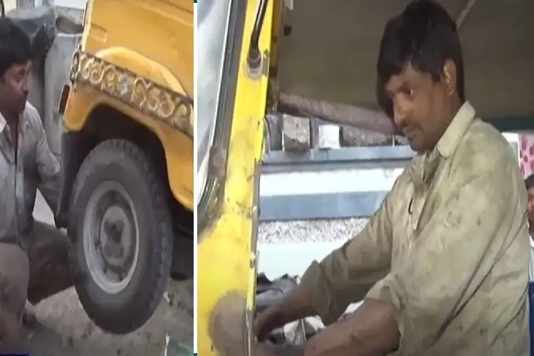 Mohammad Hafeez repairing auto rickshaw