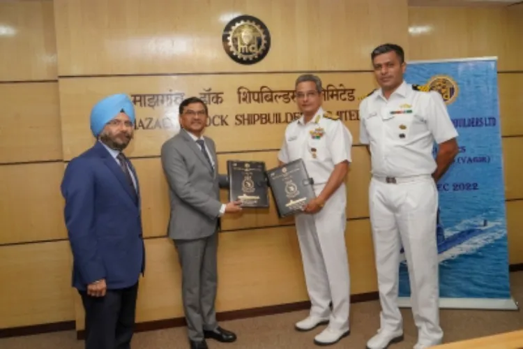 The fifth Scorpene class submarine being delivered to the Indian Navy