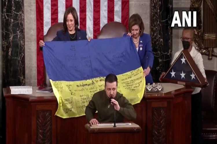 Zelensky during his address to the US Congress 