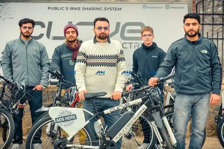 Sheikh Yameen (In center) posing with his e-bikes