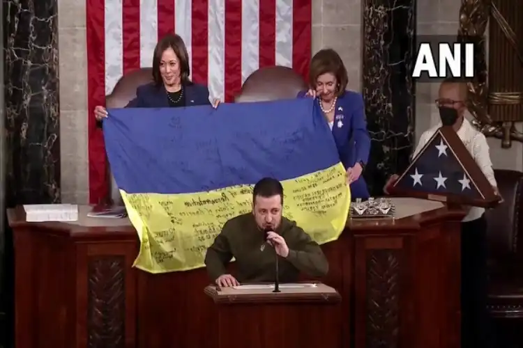 Ukranian President Volodymyr Zelensky addressing the US Congress (Twitter)