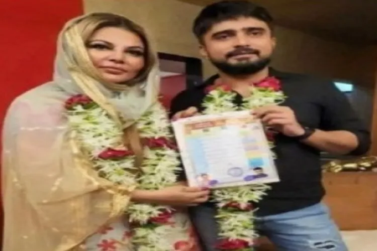 Rakhi Sawant and her husband Adil Khan after their court wedding