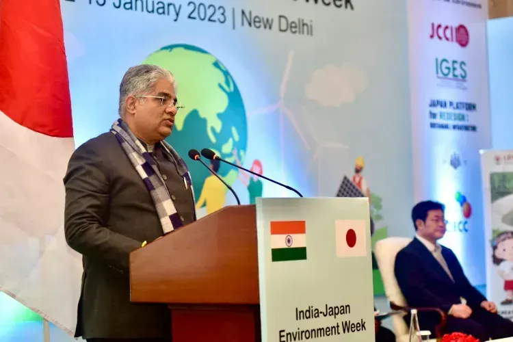  Union Minister of Environment, Forest and Climate Change Bhupender Yadav speaking at the opening of the first India-Japan environment week