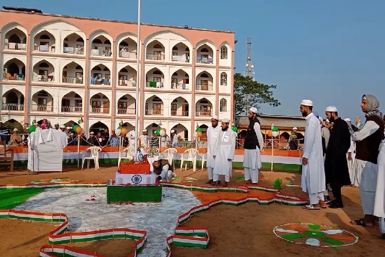 Students in a madrassa in Assam celebrating Independence day (File)