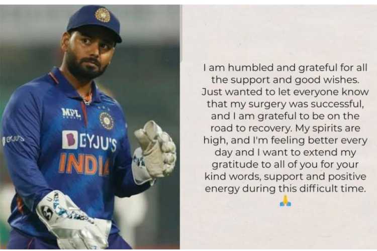 Rishabh Pant took to social media to give an update on his surgery