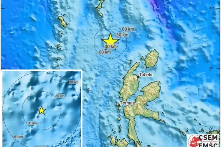 Map of the quake-hit area released by Euro Seismological Center (Twitter)