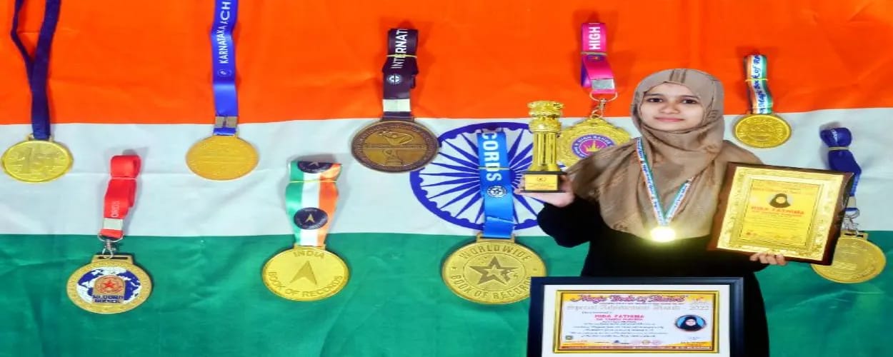 Hiba Fatima with her medals and awards