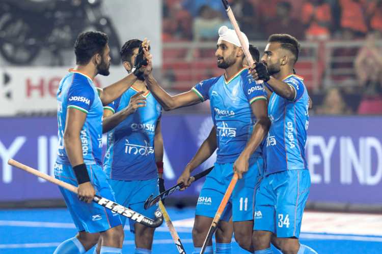 India team celebrates a goal against Japan