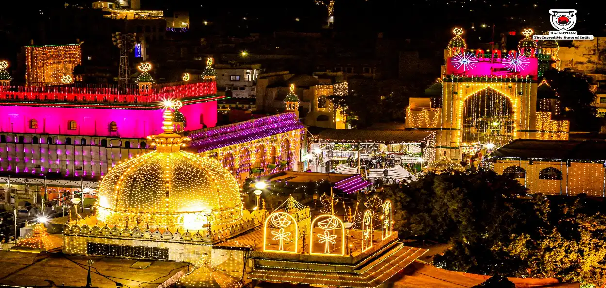 The Ajmer Sharif Dargah at night during the Urs (Courtesy Rajasthan Tourism)