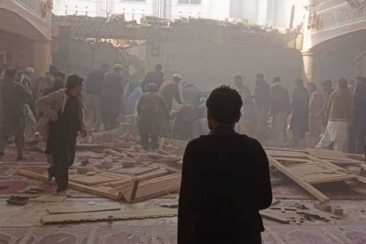 Site of the suicide attack in a Peshawar mosque