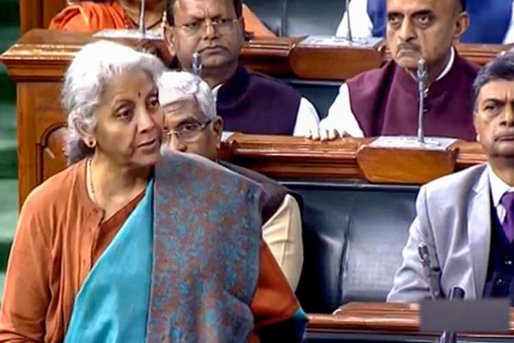 Union Finance Minister Nirmala Sitharaman in Parliament