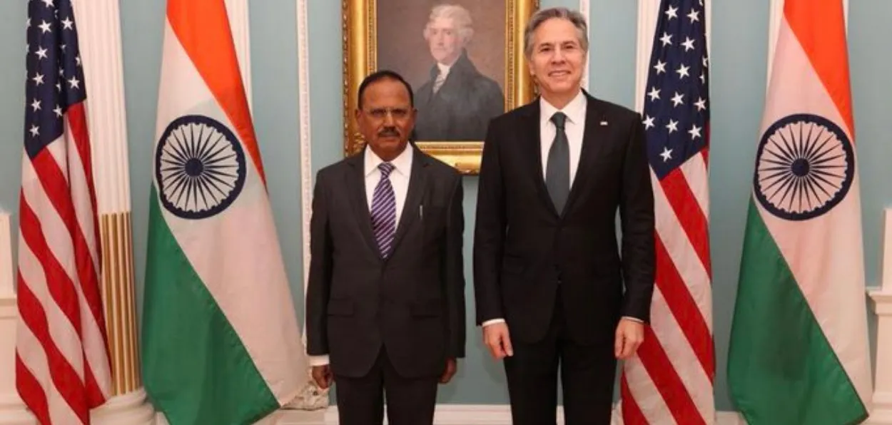 India's National security Adviser Ajit Doval with Secretary of State Anthony Blinken (Twitter of Indian Embassy in Washington DC)