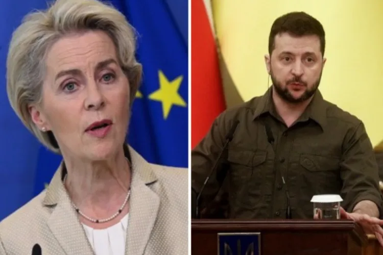 European Commission President Ursula von der Leyen, Ukrainian President Volodymyr Zelenskyy