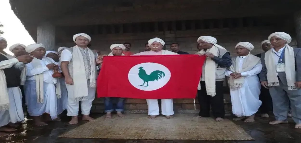 RSS chief Mohan Bhagwat being welcomed in Meghalaya (Twitter)