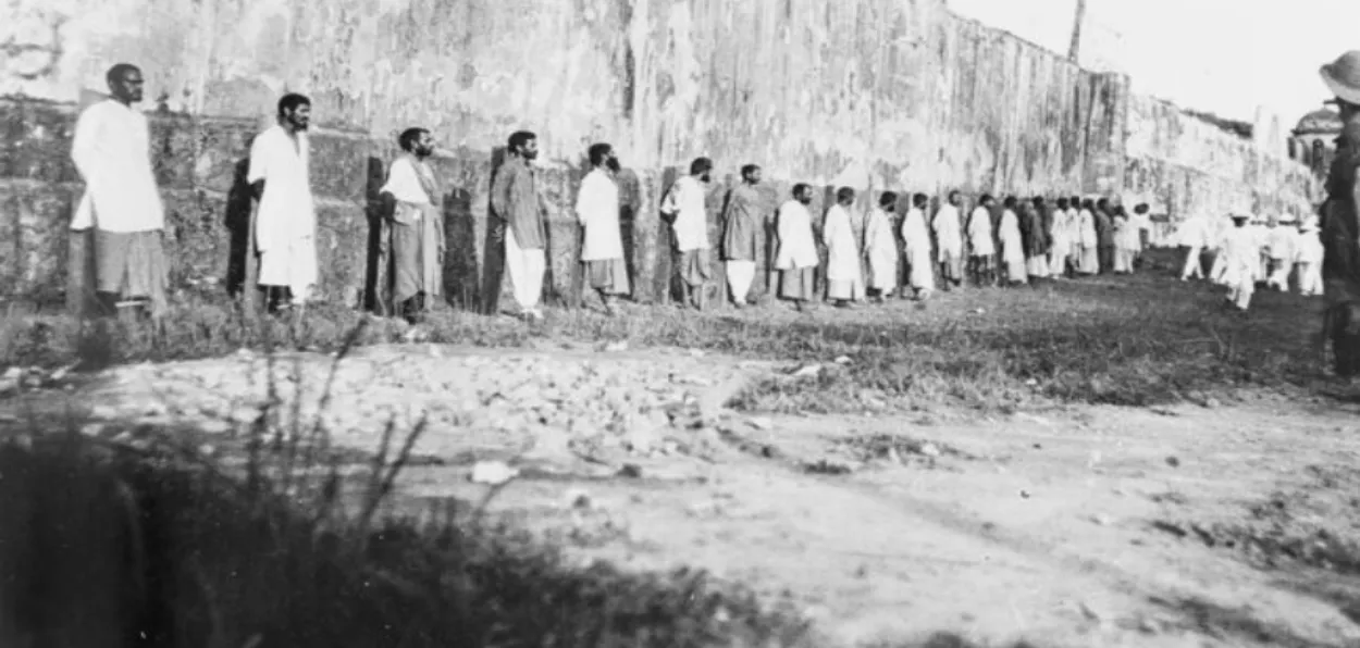 Indian freedom fighters lined up for execution
