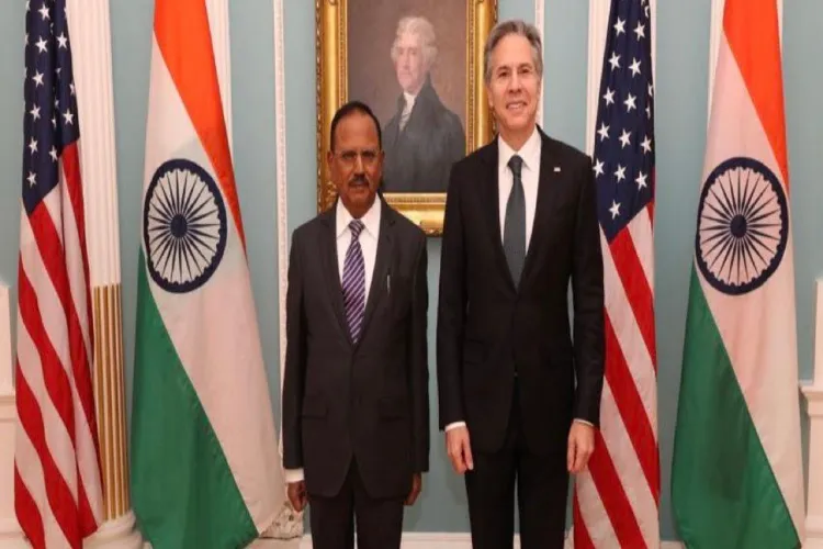 NSA Ajit Doval with Secretary of state Antony Blinken in Washington DC