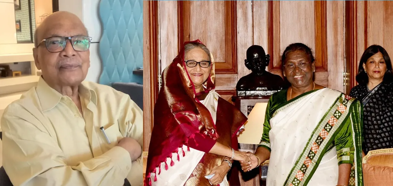 Dr Abdun Noor (Left) Bangladesh Prime Minister Sheikh Hasina and Indian president Droupadi Murmu 