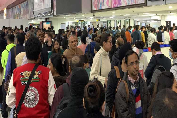 Long queues were witnessed once again at Delhi Airport
