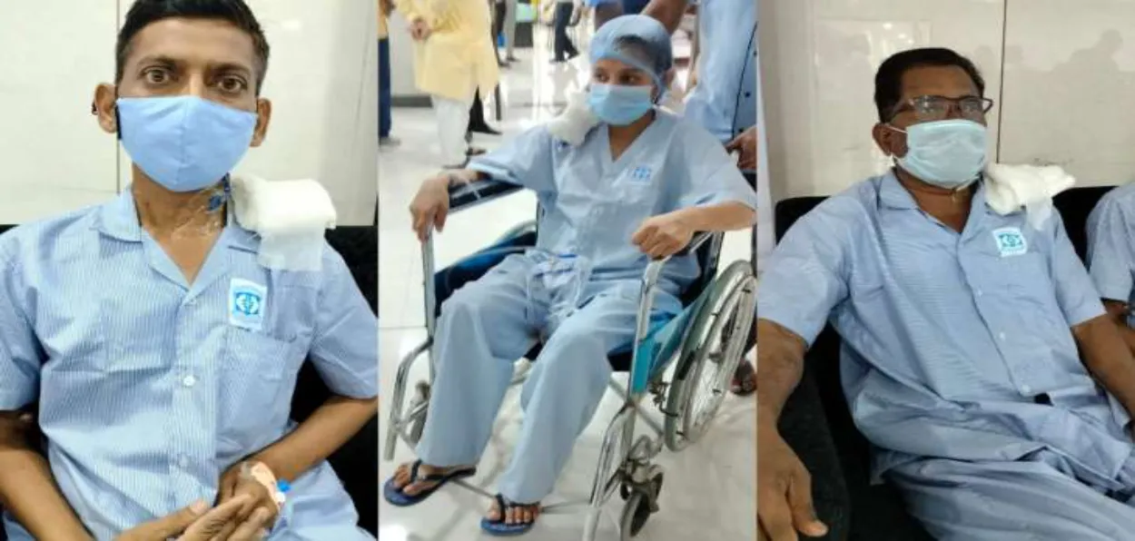 Balubhai, Sunil Pathak and  and Mukhbhai in Hospital