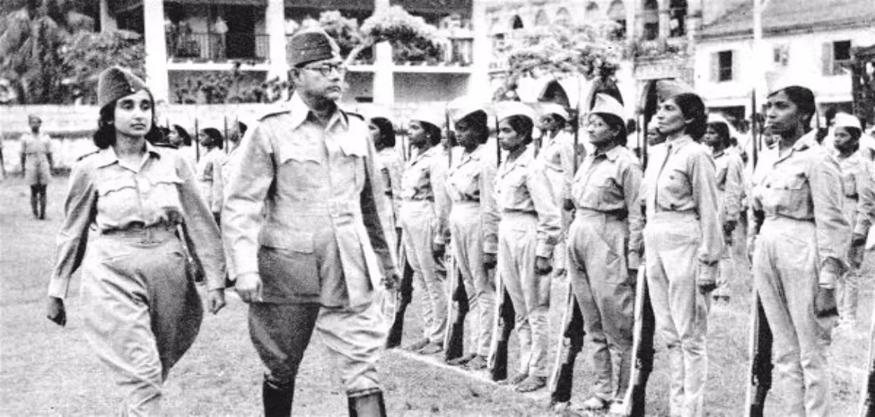 Capt Lakshmi Sehgal with Subhash Chandra Bose during their INA days