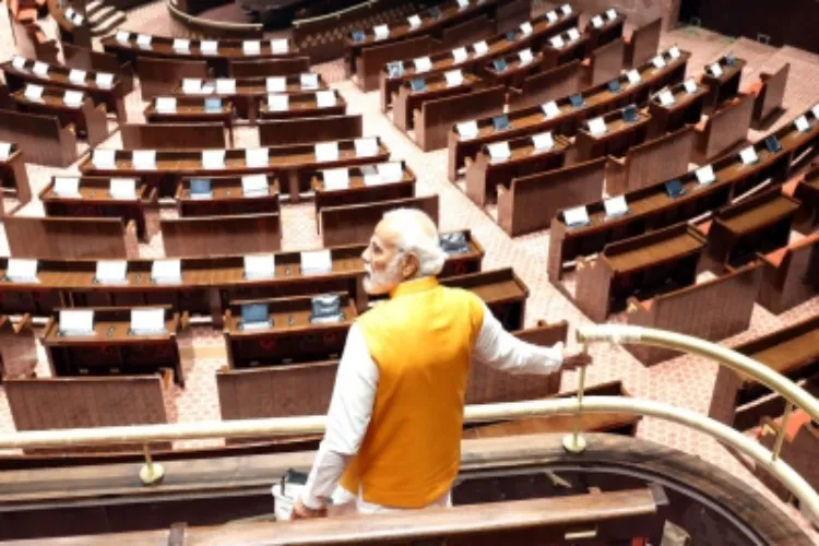 Prime Minister Narendra Modi at the new Parliament building