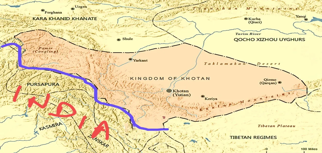 The map of Khotan region