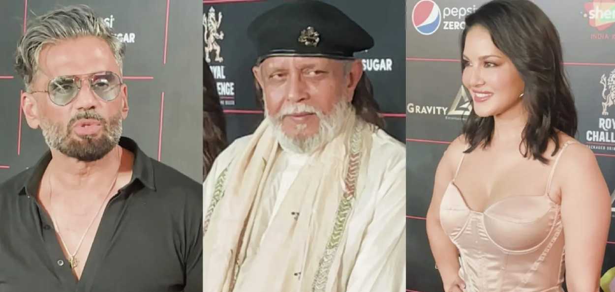 Suniel Shetty, Mithun Chakraborty and Sunny Leone at the stage performance of 'Disco Dancer'
