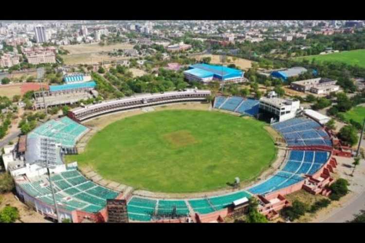 Aerial view of the Sawai Mansingh Stadium in Jaipur
