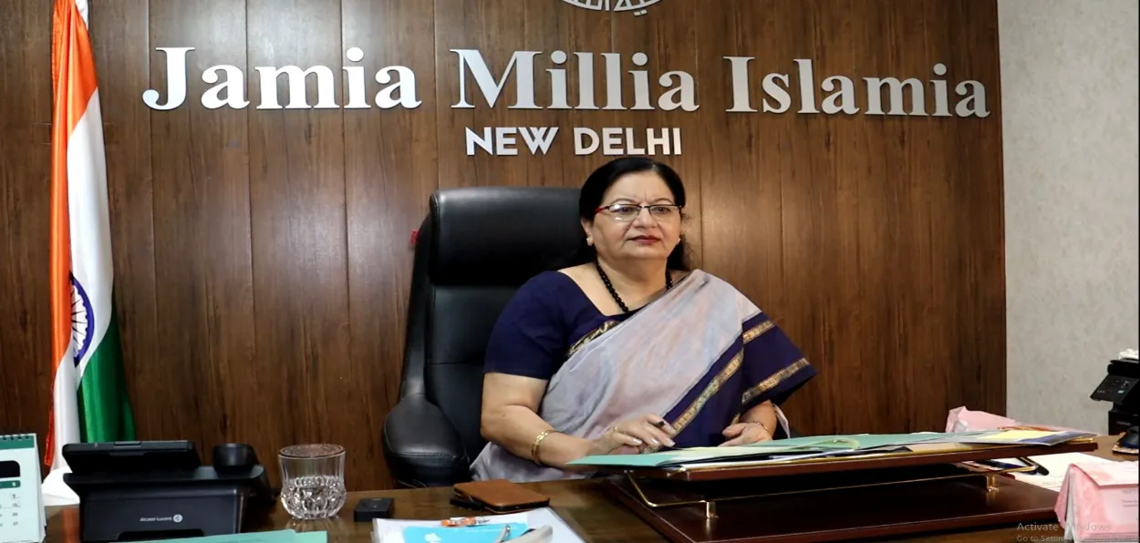 Prof Najma Akhtar, Vice Chancellor of Jamia Millia Islamia in her office