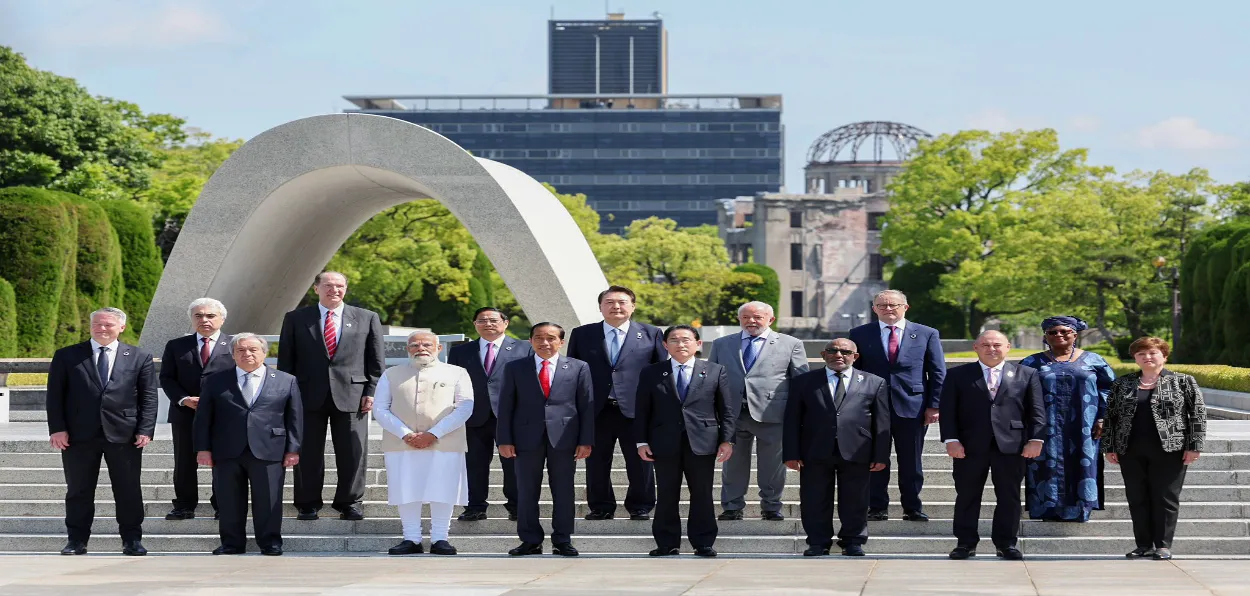 Prime Minister Narendra Modi at G-7 summit, where India was invited as a guest
