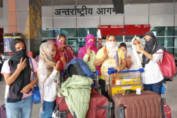 Some of the women from Punjab who were brought back from Oman