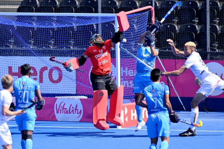 Action during the India-Belgium match in the FIH Pro League